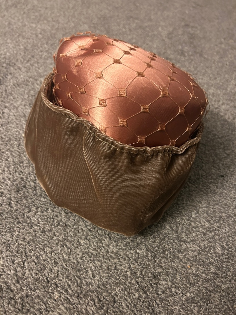 Decorative Satin Pouf Cushion in Copper and Brown - Unbranded